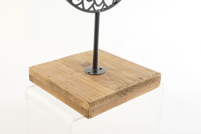 DKD Home Decor Portavela Vintage Marron Negro Metal Cristal Madera 20 x 36 x 20 cm