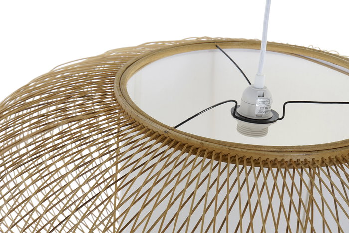 DKD Home Decor Lámpara Techo Balines Bambú Blanco 83 x 83 x 40 cm