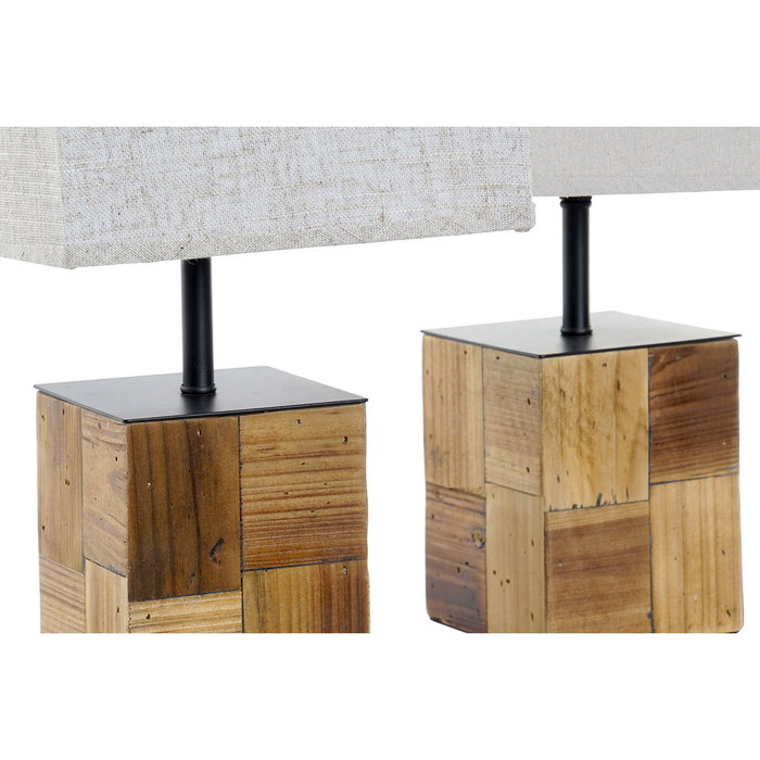 DKD Home Decor Lámpara de Sobremesa Abeto y Lino Beige/Crema (Pack de 2)引入
