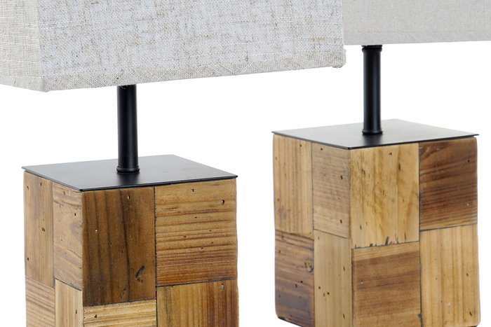 DKD Home Decor Lámpara de Sobremesa Abeto y Lino Beige/Crema (Pack de 2)引入