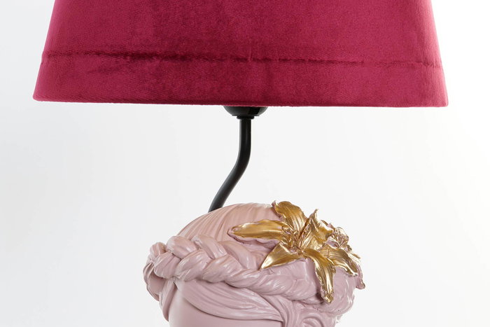 DKD Home Decor Lámpara Sobremesa Romántico Blanco Rosa Palo 30x30x49 cm (2 Unidades) Resina Poliéster