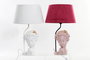 DKD Home Decor Lámpara Sobremesa Romántico Blanco Rosa Palo 30x30x49 cm (2 Unidades) Resina Poliéster
