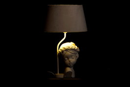 DKD Home Decor Lámpara Sobremesa Romántico Blanco Rosa Palo 30x30x49 cm (2 Unidades) Resina Poliéster