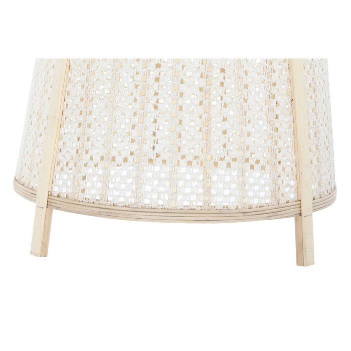 DKD Home Decor Lámpara de Techo de Bambú y Lino Crema y Natural 47x47x64 cm