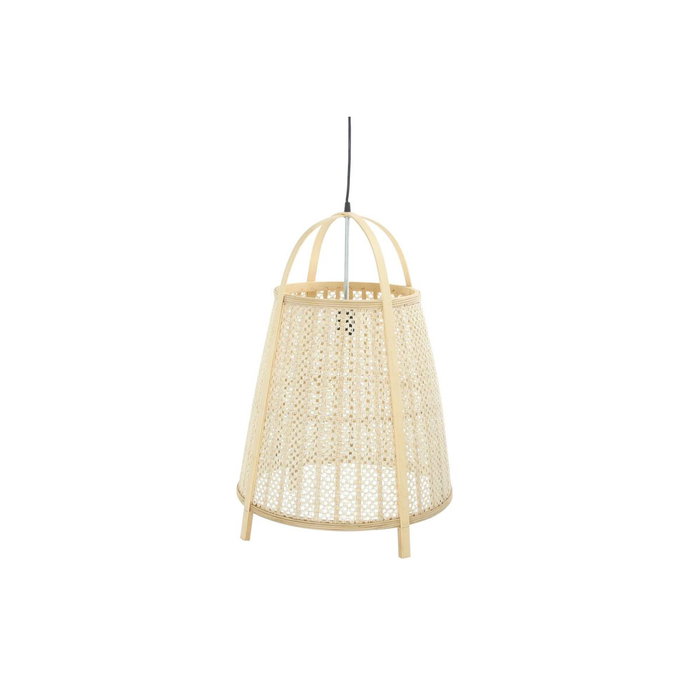 DKD Home Decor Lámpara de Techo de Bambú y Lino Crema y Natural 47x47x64 cm