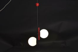 DKD Home Decor Lámpara de Techo Urban Negro Rojo Blanco Metal Cristal Abstracto 44 x 120 x 44 cm