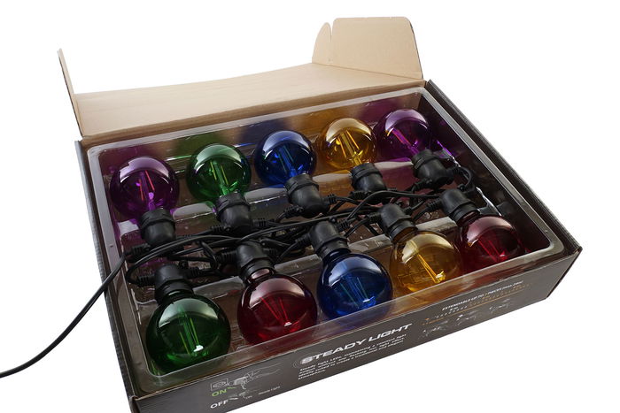 DKD Home Decor Guirnalda Terraza Y Jardin 7.5 x 13 x 850 cm Multicolor Exterior con 10 Leds Doble Filamento