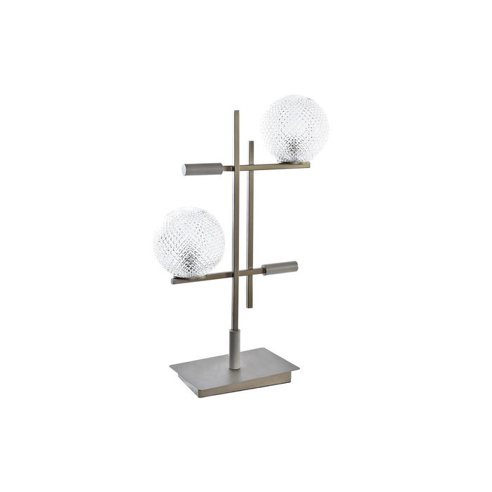 DKD Home Decor Lámpara de Sobremesa de Metal y Cristal Dorado con 2 Bolas