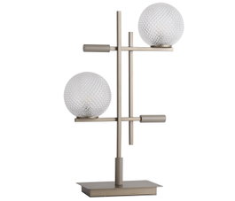 DKD Home Decor Lámpara de Sobremesa de Metal y Cristal Dorado con 2 Bolas
