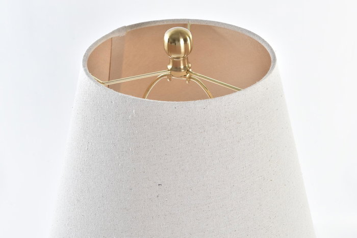 DKD Home Decor Lámpara de Sobremesa Tradicional Blanco y Dorado, de Metal y Poliéster, con Casquillo E27, 50W max, 36x36x76 cm