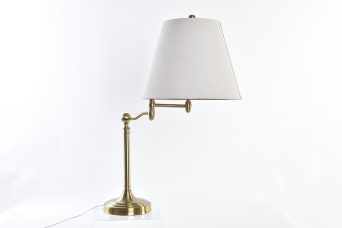 DKD Home Decor Lámpara de Sobremesa Tradicional Blanco y Dorado, de Metal y Poliéster, con Casquillo E27, 50W max, 36x36x76 cm