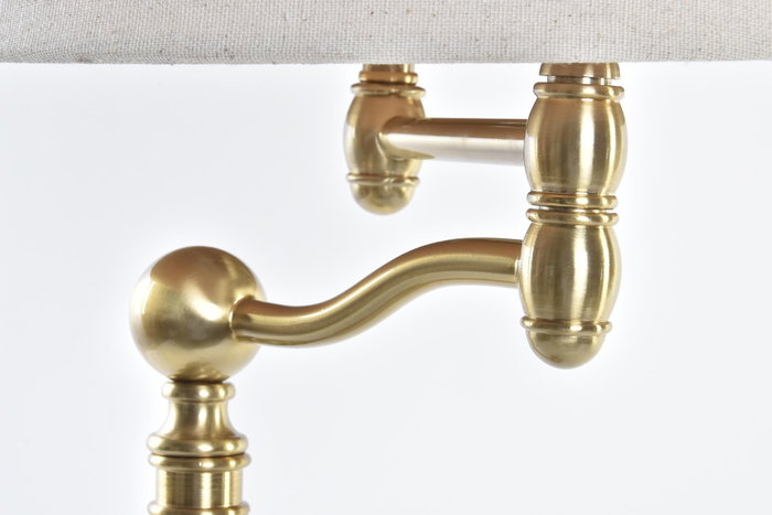 DKD Home Decor Lámpara de Sobremesa Tradicional Blanco y Dorado, de Metal y Poliéster, con Casquillo E27, 50W max, 36x36x76 cm