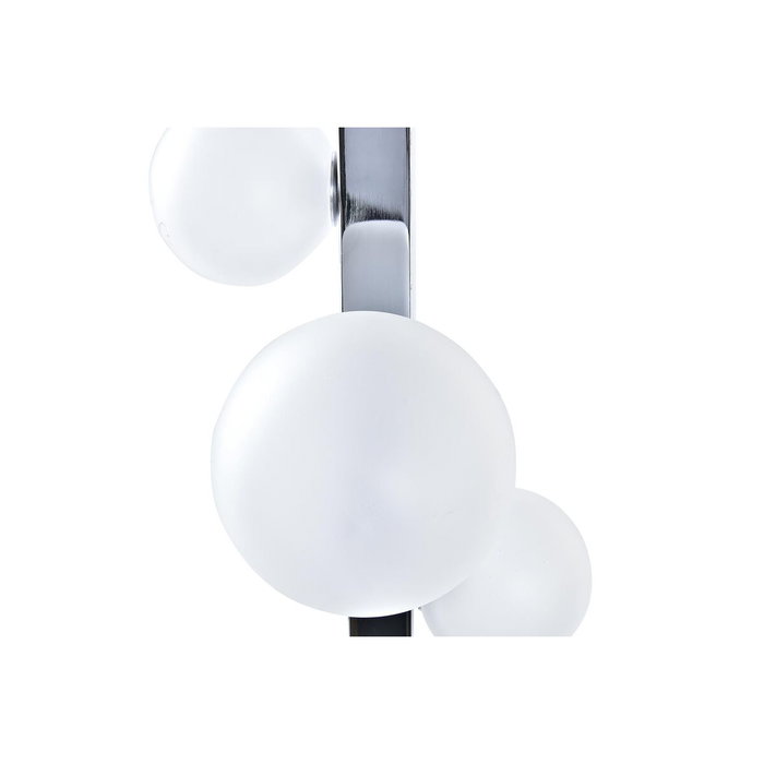 DKD Home Decor Lámpara de Sobremesa de Mármol y Cristal 5 Bolas, Blanco y Plateado