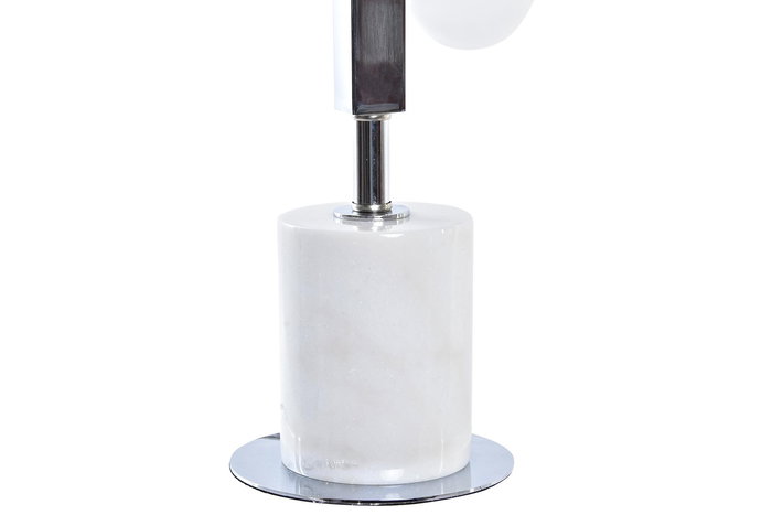 DKD Home Decor Lámpara Sobremesa Moderno Blanco Plateado Mármol Cristal 15 x 68 x 15 cm