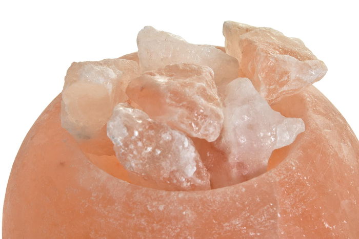 DKD Home Decor Lámpara Sobremesa Árabe Naranja Sal del Himalaya Huevo 16 x 18 x 16 cm