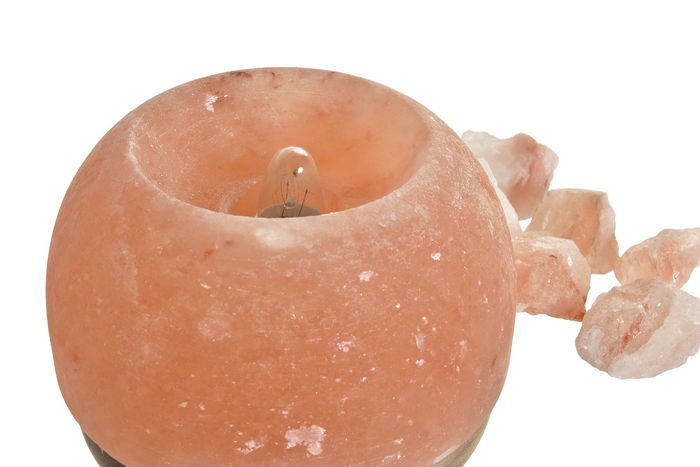 DKD Home Decor Lámpara Sobremesa Árabe Naranja Sal del Himalaya Huevo 16 x 18 x 16 cm