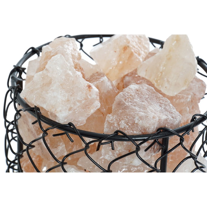 DKD Home Decor Lámpara de sobremesa de sal del Himalaya con cesta, 17x17x17 cm, Rosa y negro DKD Home Decor Lámpara de sobremesa de sal del Himalaya con cesta, 17x17x17 cm, Rosa y negro