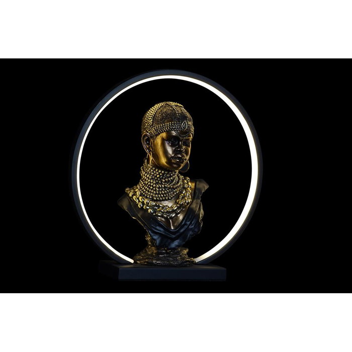 DKD Home Decor Decoración Luminosa Africana de Resina con LED, Cobrizo y Negro DKD Home Decor Decoración Luminosa Africana de Resina con LED, Cobrizo y Negro