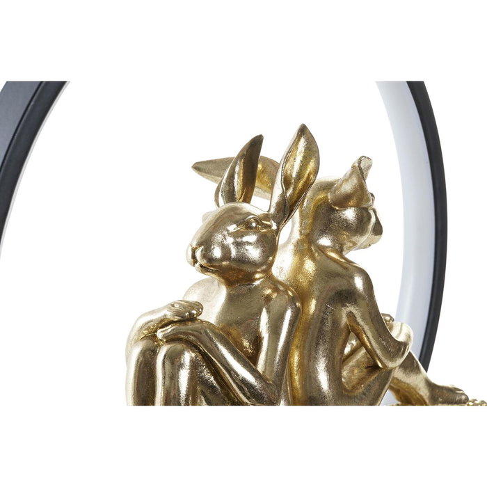 DKD Home Decor Decoración Luminosa Resina Love Conejitos Dorado y Negro DKD Home Decor Decoración Luminosa Resina Love Conejitos Dorado y Negro