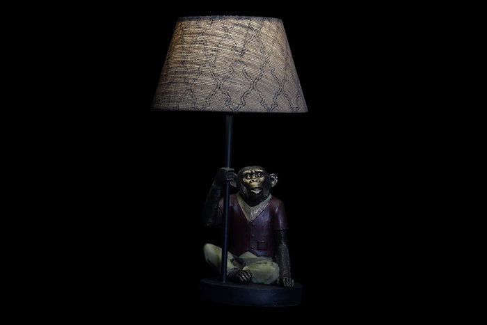 DKD Home Decor Lámpara Sobremesa Colonial Multicolor Marrón Resina y Poliéster 27 x 25 x 44.5 cm