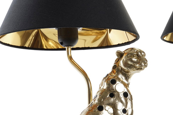 DKD Home Decor Lámpara Sobremesa Colonial Dorado Plateado Resina Poliéster 26 x 46 x 26 cm (2 Unidades)