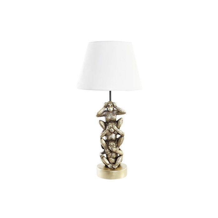 DKD Home Decor Lámpara de Sobremesa de Resina y Poliéster con Diseño de Monos, Dorado y Blanco DKD Home Decor Lámpara de Sobremesa de Resina y Poliéster con Diseño de Monos, Dorado y Blanco