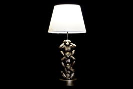 DKD Home Decor Lámpara Sobremesa Colonial Dorado Blanco 30 x 61 x 30 cm