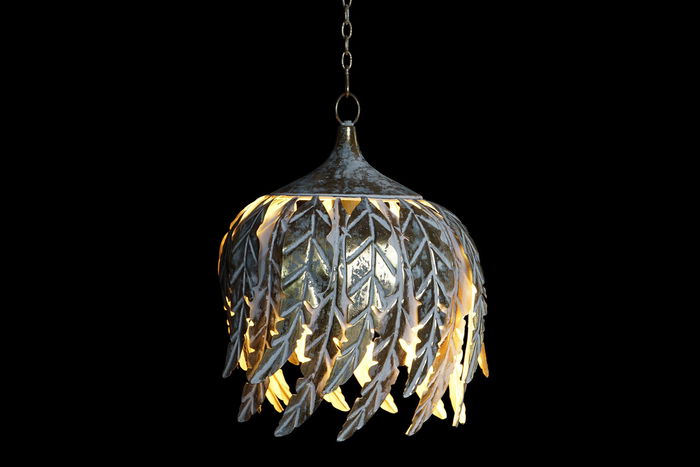 DKD Home Decor Lámpara Techo Tropical Gris 33 x 40 x 33 cm