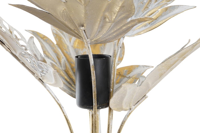 DKD Home Decor Lámpara Sobremesa Tropical Gris Metal Hojas 42x47x42 cm