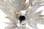 DKD Home Decor Lámpara Sobremesa Tropical Gris Metal Hojas 42x47x42 cm