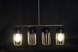 DKD Home Decor Lámpara Techo Loft Negro Dorado 11 x 26 x 60 cm Metal 4 Bombillas E27