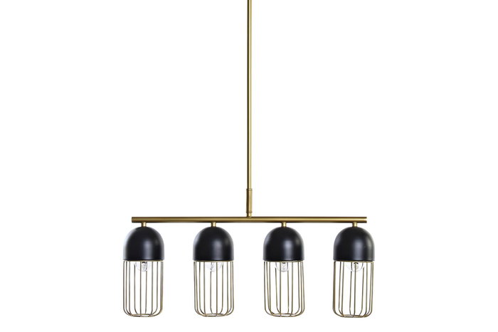 DKD Home Decor Lámpara Techo Loft Negro Dorado 11 x 26 x 60 cm Metal 4 Bombillas E27