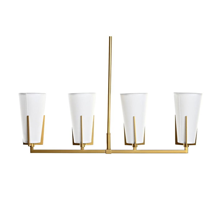 DKD Home Decor Lámpara de Techo de Metal y Cristal Dorado y Blanco 67x14x22 cm