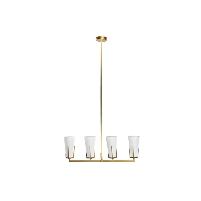 DKD Home Decor Lámpara de Techo de Metal y Cristal Dorado y Blanco 67x14x22 cm