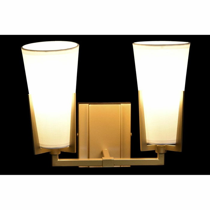 DKD Home Decor Lámpara Aplique Metal y Poliéster Doble Dorado y Blanco DKD Home Decor Lámpara Aplique Metal y Poliéster Doble Dorado y Blanco