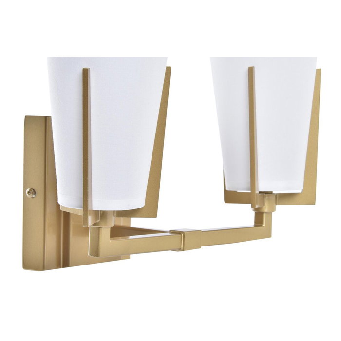 DKD Home Decor Lámpara Aplique Metal y Poliéster Doble Dorado y Blanco DKD Home Decor Lámpara Aplique Metal y Poliéster Doble Dorado y Blanco