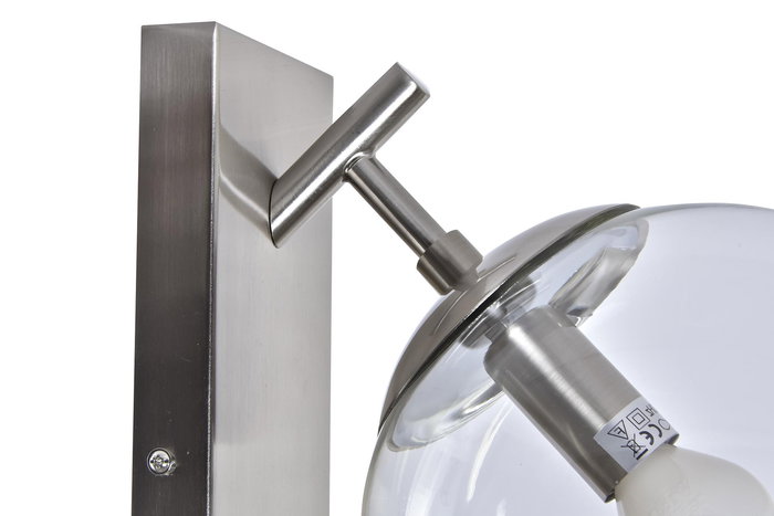 DKD Home Decor Lámpara Aplique Moderno Plateado Metal Cristal 25 x 27 x 20 cm