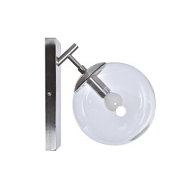 DKD Home Decor Lámpara Aplique Metal y Cristal Plateada Bola