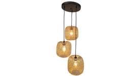 DKD Home Decor Lámpara de Techo de Bambú Marrón 43x43x100 cm
