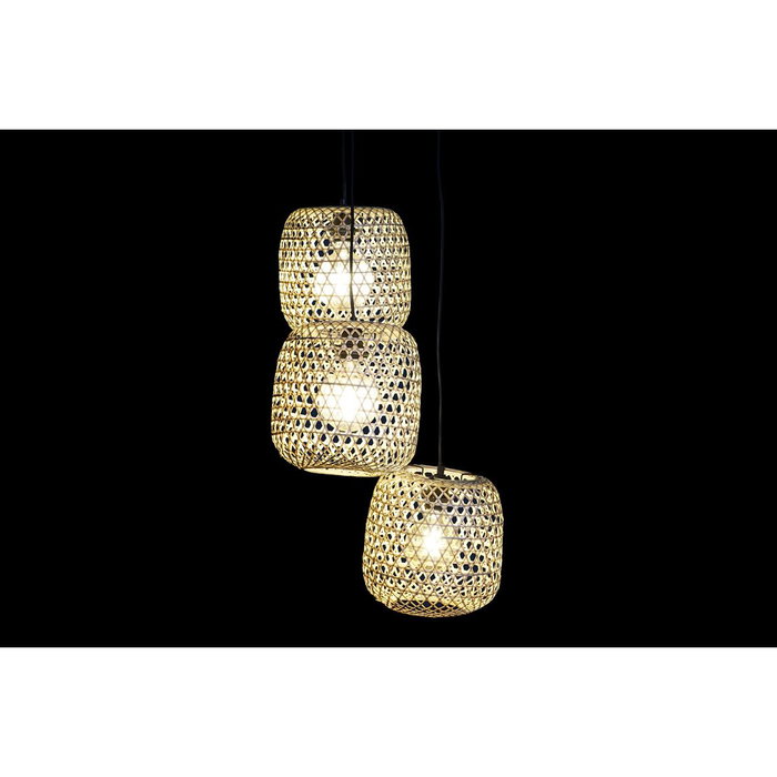 DKD Home Decor Lámpara de Techo de Bambú Marrón 43x43x100 cm