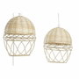 DKD Home Decor Lámpara de Techo de Metal y Ratán Marrón Claro y Blanco 38x38x75 cm