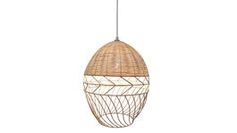 DKD Home Decor Lámpara de Techo de Metal y Ratán Marrón Claro