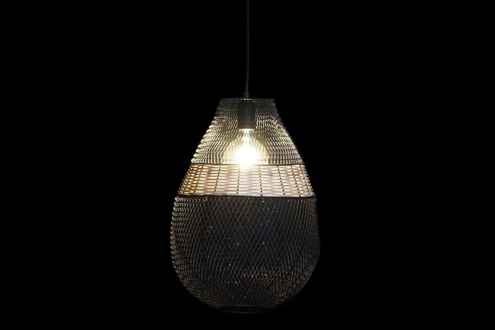 DKD Home Decor Lámpara de Techo Urban Negro Marrón Metal Ratán 32 x 43 x 32 cm