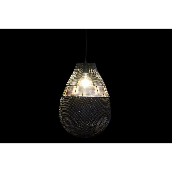 DKD Home Decor Lámpara de Techo de Metal y Ratán Negro y Marrón 32x32x43 cm DKD Home Decor Lámpara de Techo de Metal y Ratán Negro y Marrón 32x32x43 cm
