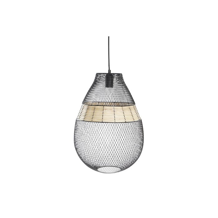 DKD Home Decor Lámpara de Techo de Metal y Ratán Negro y Marrón 32x32x43 cm DKD Home Decor Lámpara de Techo de Metal y Ratán Negro y Marrón 32x32x43 cm