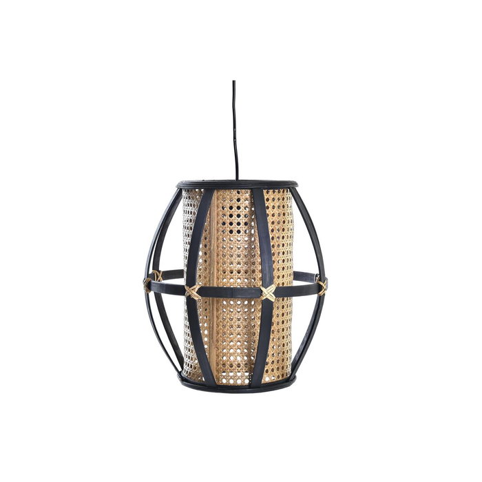 DKD Home Decor Lámpara de Techo de Bambú y Ratán Natural y Negro 34x34x35 cm DKD Home Decor Lámpara de Techo de Bambú y Ratán Natural y Negro 34x34x35 cm