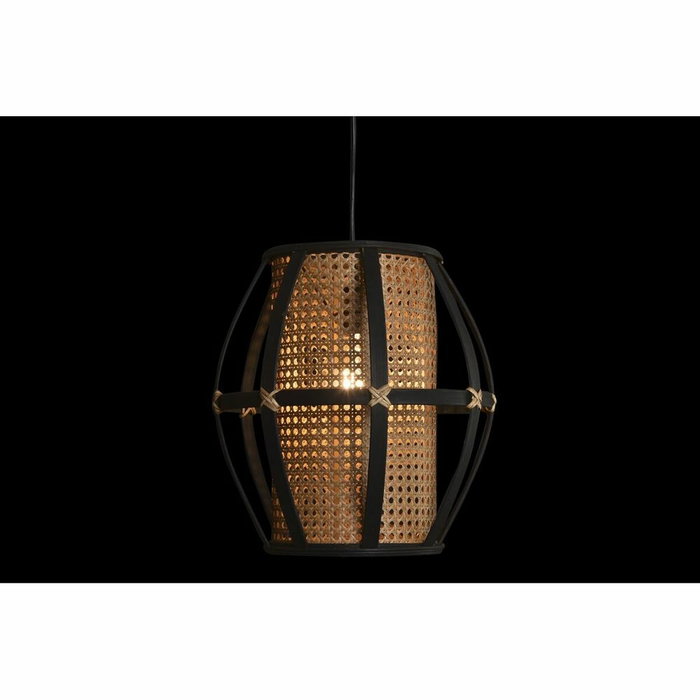 DKD Home Decor Lámpara de Techo de Bambú y Ratán Natural y Negro 34x34x35 cm DKD Home Decor Lámpara de Techo de Bambú y Ratán Natural y Negro 34x34x35 cm
