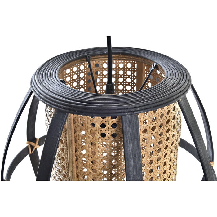 DKD Home Decor Lámpara de Techo de Bambú y Ratán Natural y Negro 34x34x35 cm DKD Home Decor Lámpara de Techo de Bambú y Ratán Natural y Negro 34x34x35 cm