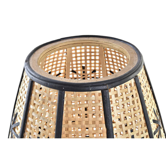 DKD Home Decor Lámpara de sobremesa de ratán y metal diseño flor KURAN