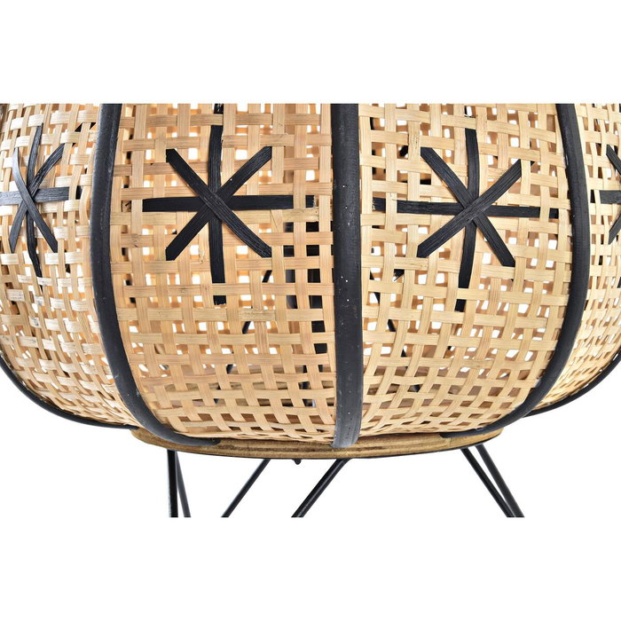 DKD Home Decor Lámpara de sobremesa de ratán y metal diseño flor KURAN